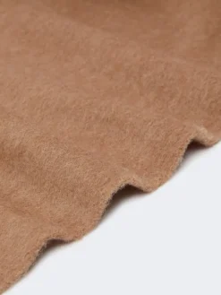Wool scarf with embroidery - CAMEL