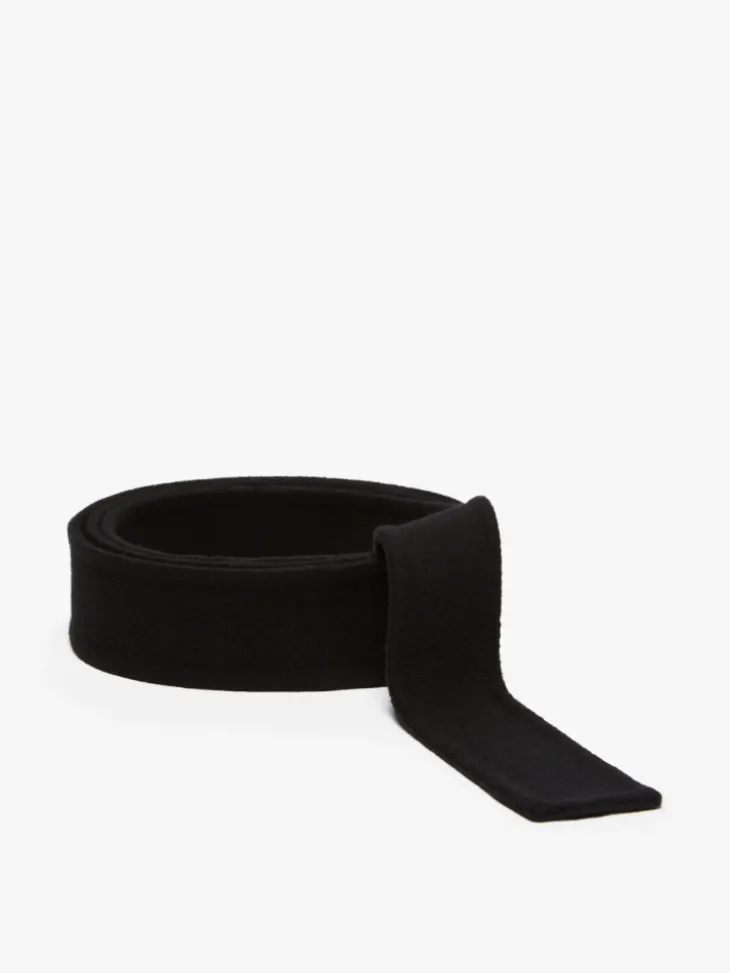 Wool self-tie belt - BLACK