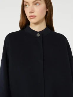 Wool-blend coat with scarf - NAVY
