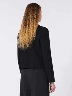 Wool-blend crew-neck jacket - BLACK