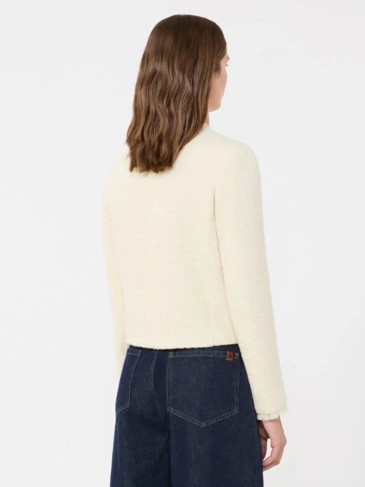 Wool-blend crew-neck jacket - ECRU