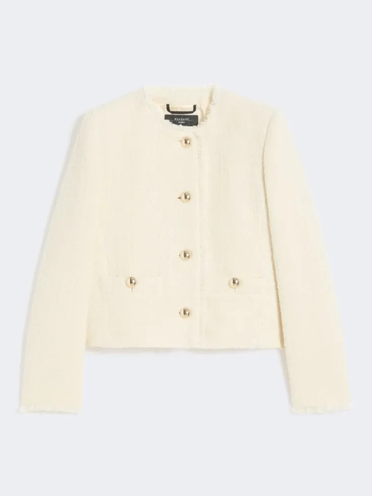 Wool-blend crew-neck jacket - ECRU