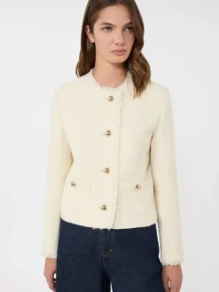 Wool-blend crew-neck jacket - ECRU