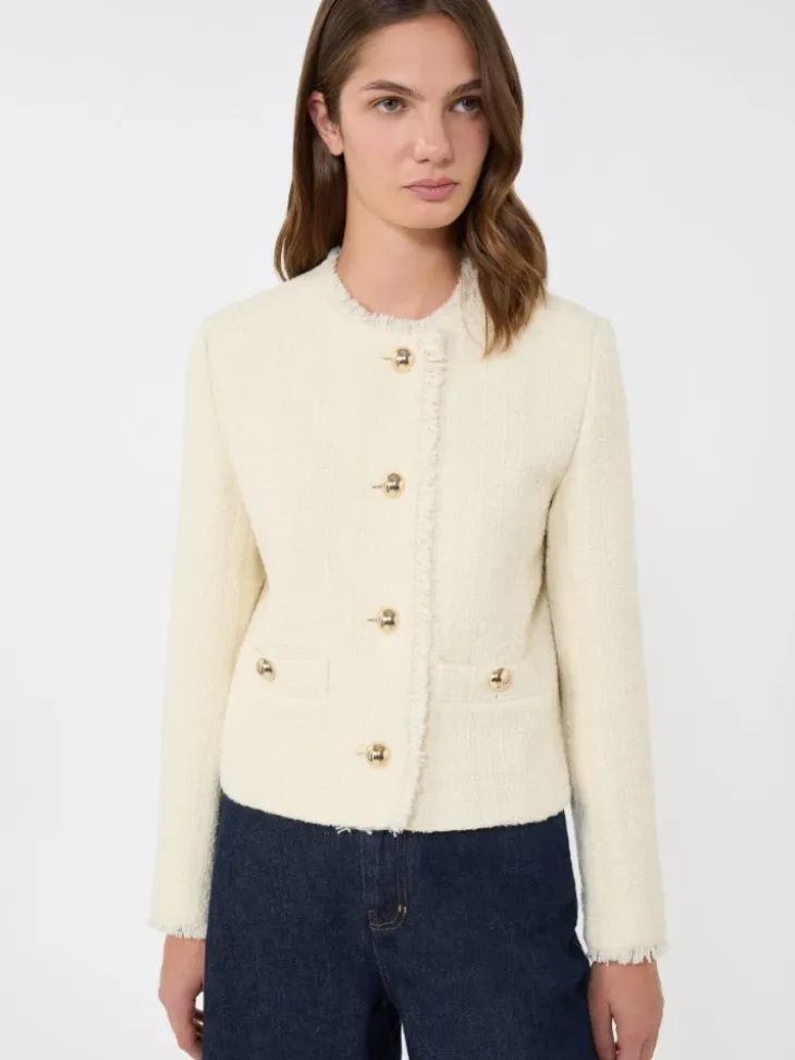 Wool-blend crew-neck jacket - ECRU
