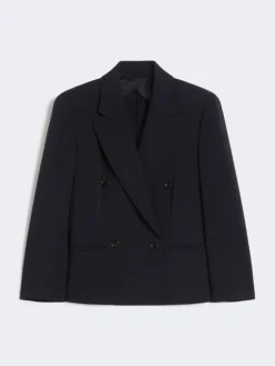 Woollen cloth cropped blazer - ULTRAMARINE