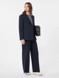 Woollen cloth palazzo trousers - NAVY