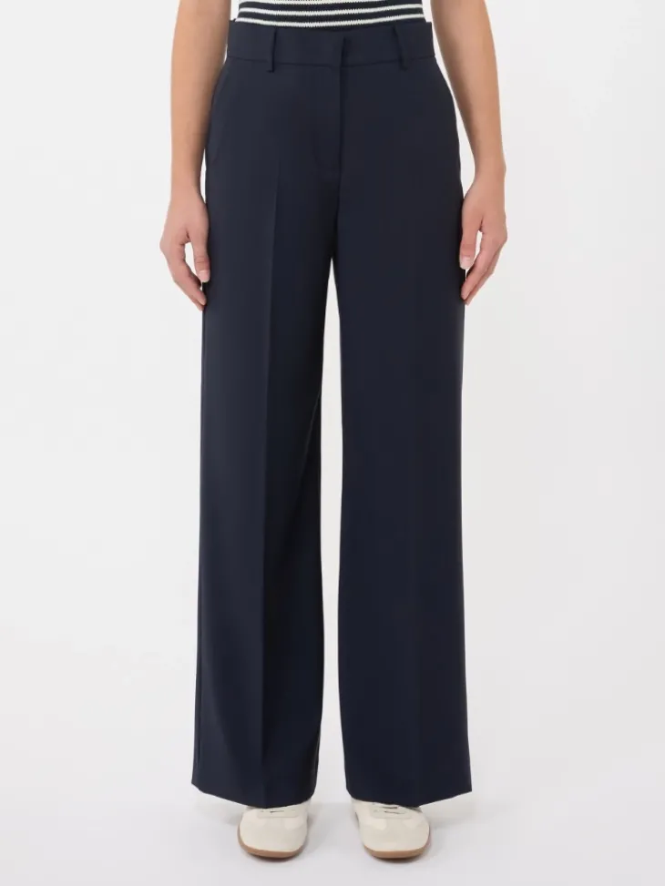 Woollen cloth palazzo trousers - NAVY