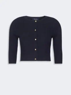 Woollen yarn cropped cardigan - ULTRAMARINE