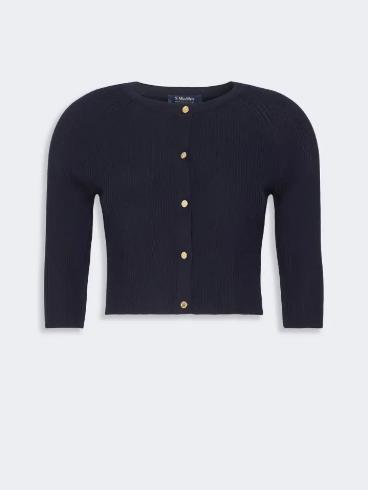 Woollen yarn cropped cardigan - ULTRAMARINE