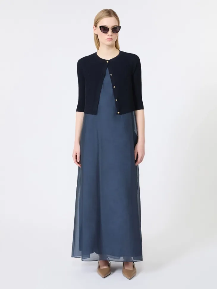 Woollen yarn cropped cardigan - ULTRAMARINE