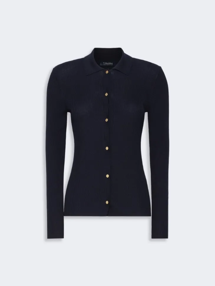 Woollen yarn fitted cardigan - ULTRAMARINE