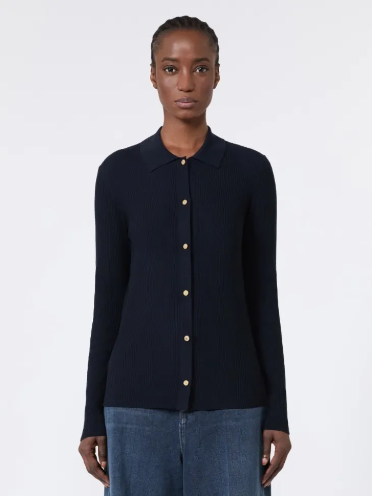 Woollen yarn fitted cardigan - ULTRAMARINE