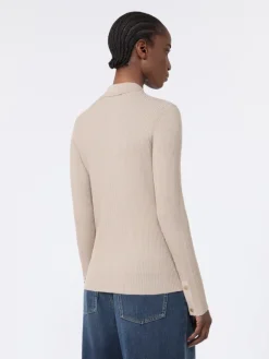 Woollen yarn fitted cardigan - BEIGE