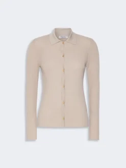 Woollen yarn fitted cardigan - BEIGE