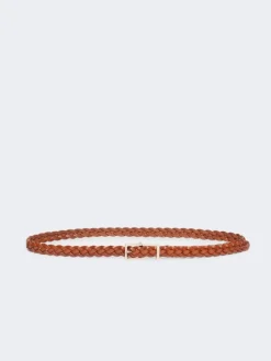 Woven leather belt - RUST