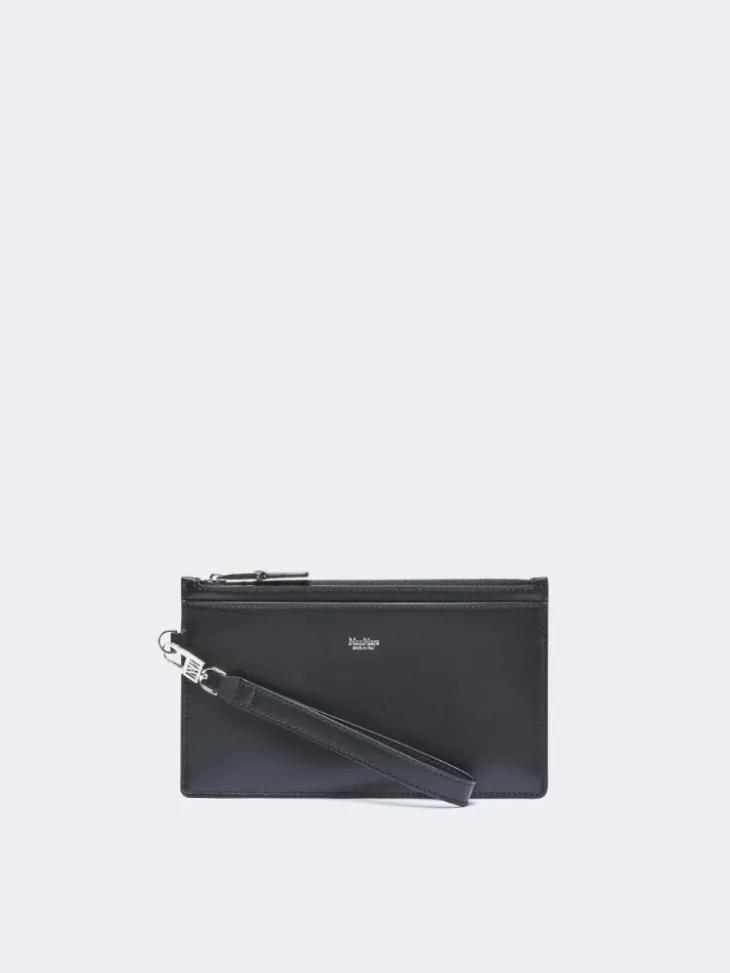 Wrist-strap leather pouch - BLACK